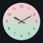 Grande Horloge Ronde Pastel Aesthétique Ombre Gradient Pink Mint Green<br><div class="desc">Ajoutez votre nom et personnalisez ce tapis de yoga. Belle aquarelle digitale rose pastel et vert menthe dégradée dégradé ombre design. Simple,  calme,  relaxant et glamour,  boho,  chic tapis de yoga moderne. Un cadeau radieux. Cadeaux Gradient personnalisés. Belle décoration d'esthétique coréenne rose pastel et vert menthe cadeaux de maison.</div>