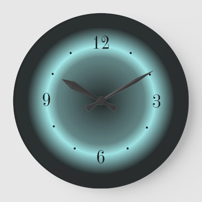 Grande Horloge Ronde Pastel Blue Green Halo effet sur le noir (Recto)