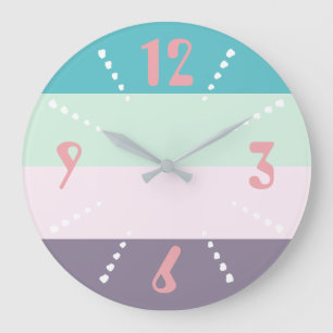 Grande Horloge Ronde Pastel coloré