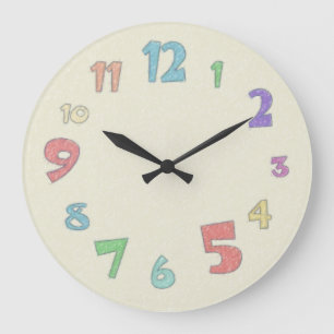 Grande Horloge Ronde Pastel coloré