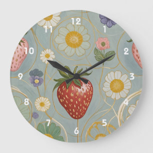 Grande Horloge Ronde Pastel Floral & Berry Délice