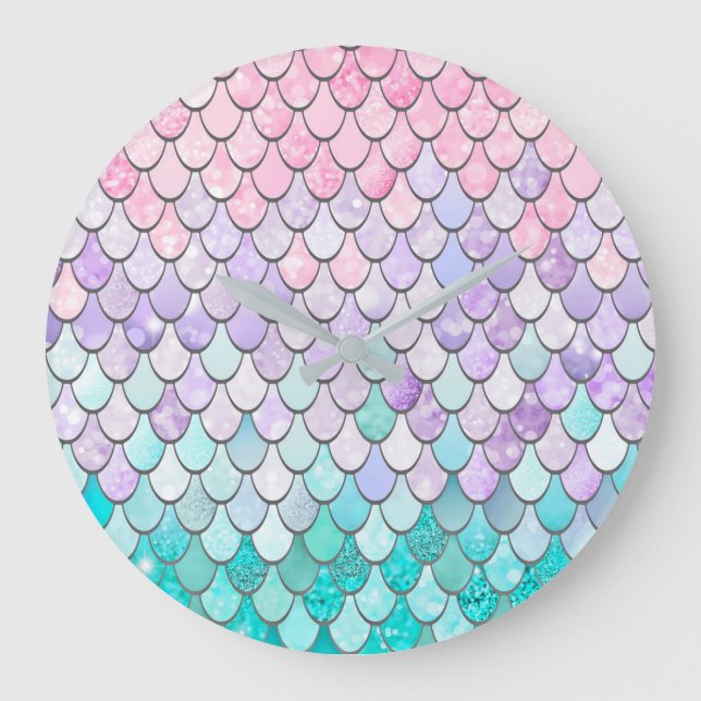 Grande Horloge Ronde Pastel Mermaid Girls (Recto)