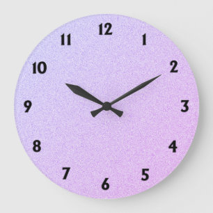 Grande Horloge Ronde Pastel Ombre Parties scintillant Numéros noirs