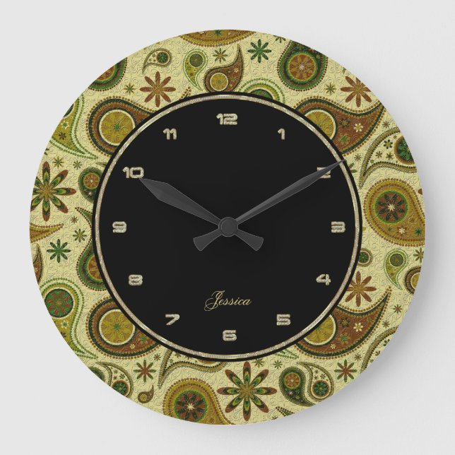 Grande Horloge Ronde Pastel Paisley Et Motif Fleurs (Recto)