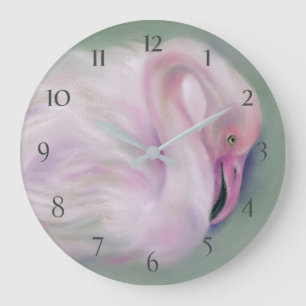 Grande Horloge Ronde Pastel rose mou de Flamant rose