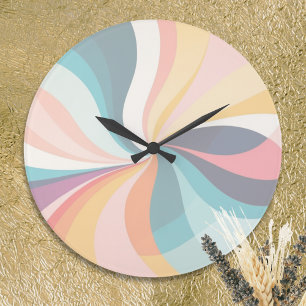 Grande Horloge Ronde Pastel Swirl Plutôt Moderne Élégant Cool frais Chi