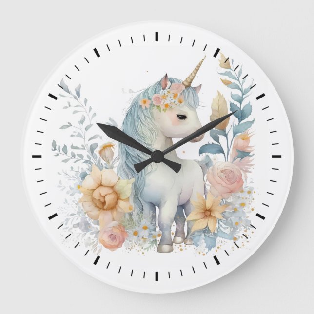Grande Horloge Ronde Pastel Unicorn (Recto)