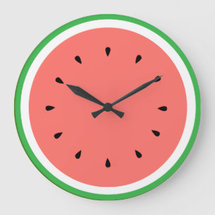 Grande Horloge Ronde pastèque fruit d'été