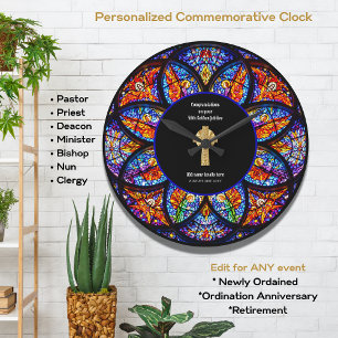 Grande Horloge Ronde Pasteur Priest Cabinet Anniversary Stained Glass