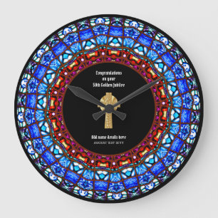 Grande Horloge Ronde Pasteur Priest Cabinet Anniversary Stained Glass