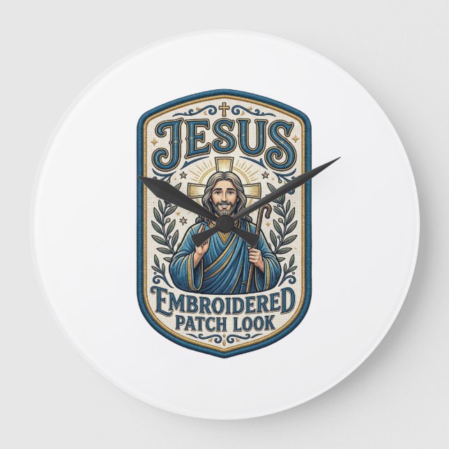 Grande Horloge Ronde Patch brodé Jésus Regardez Patch brodé Jésus (Recto)