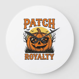 Grande Horloge Ronde Patch de citrouille d'Halloween Vintage Jack O Lan