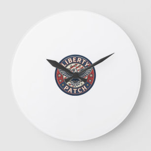 Grande Horloge Ronde Patch de liberté Patriotique Broderie