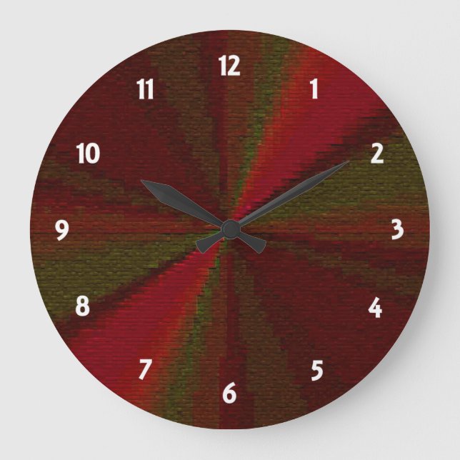 Grande Horloge Ronde Patchwork circulaire de dégradé rouge à vert (Recto)