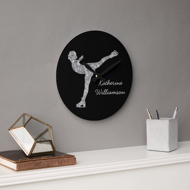 Grande Horloge Ronde Patinage artistique personnalisé Patinage sur glac (Bureau)