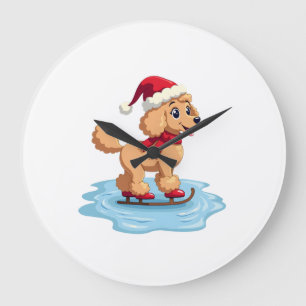 Grande Horloge Ronde Patineur Caniche