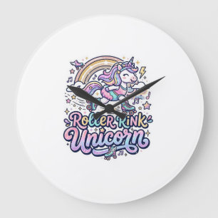 Grande Horloge Ronde Patinoire Licorne Autocollant Vectoriel Premium Li