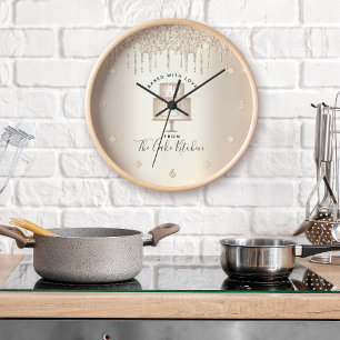Grande Horloge Ronde Pâtisserie Boulangerie Chef Pâtissier Dessert Or P