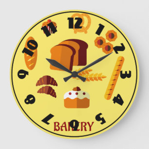 Grande Horloge Ronde Pâtisseries et douceurs sur le thème de la boulang