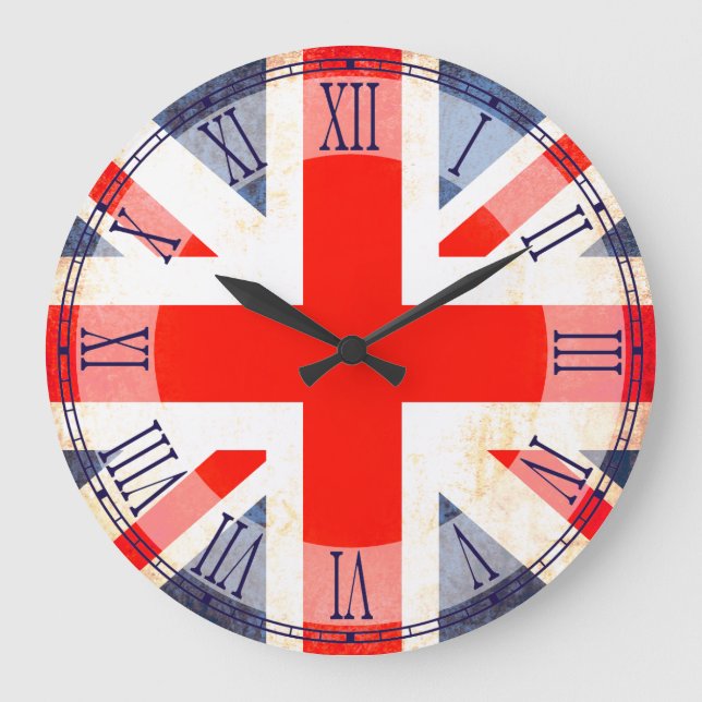 Grande Horloge Ronde Patriotic British flag roman numeral wall clock (Recto)