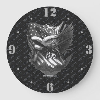 Grande Horloge Ronde Patriotic Military Eagle Appreciation Veterans 