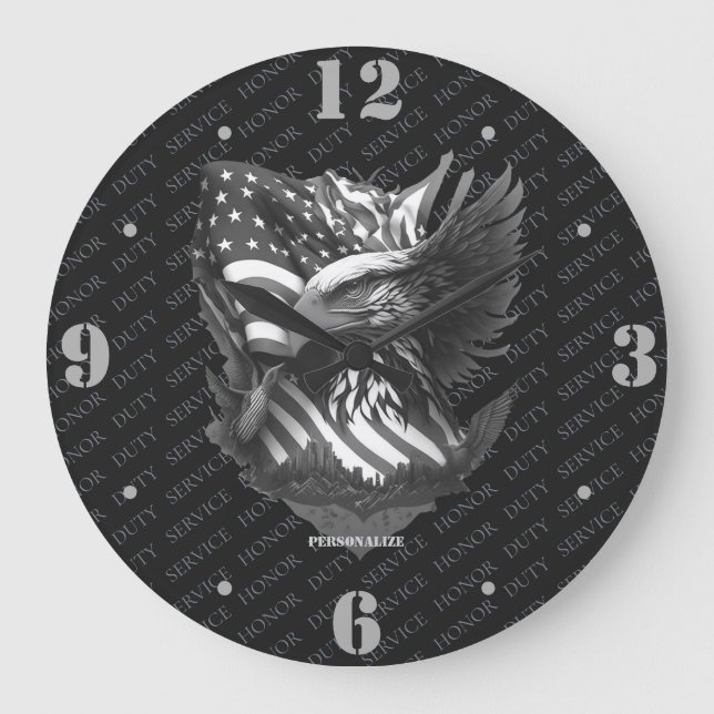 Grande Horloge Ronde Patriotic Military Eagle Appreciation Veterans  (Recto)