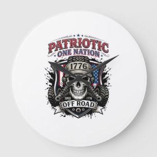 Grande Horloge Ronde Patriotique 1776 Tout Terrain Crâne Monster Truck