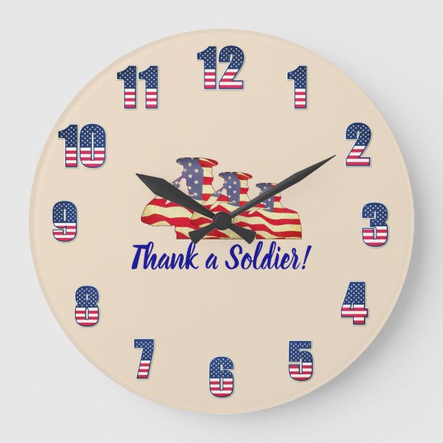 Grande Horloge Ronde Patriotique 'Merci un soldat' lance une grande hor (Recto)