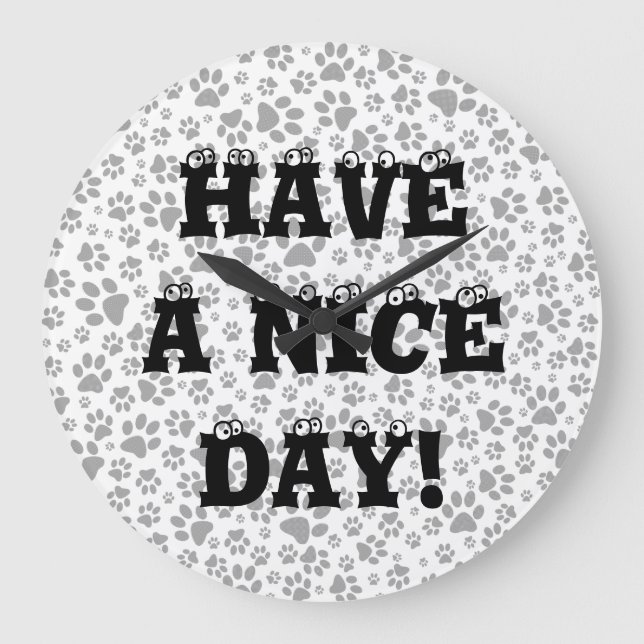 Grande Horloge Ronde Patrouilles de chien noir et blanc Polka Poot gran (Recto)