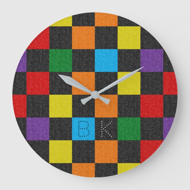 Grande Horloge Ronde Pattered Trendy Rainbow LGBTQ monogram (Recto)
