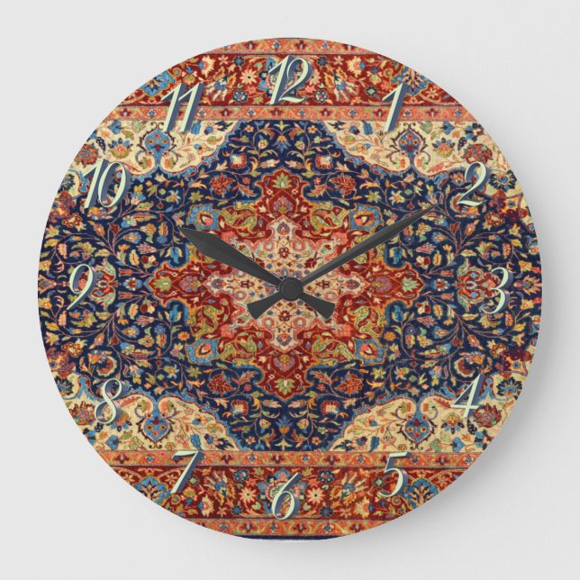 Grande Horloge Ronde Patteries Oriental Persian Turkish Carpet (Recto)