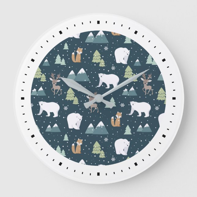 Grande Horloge Ronde Patterns de Cute Christma (Recto)