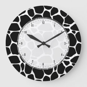 Grande Horloge Ronde Patters de Black And White Leopard