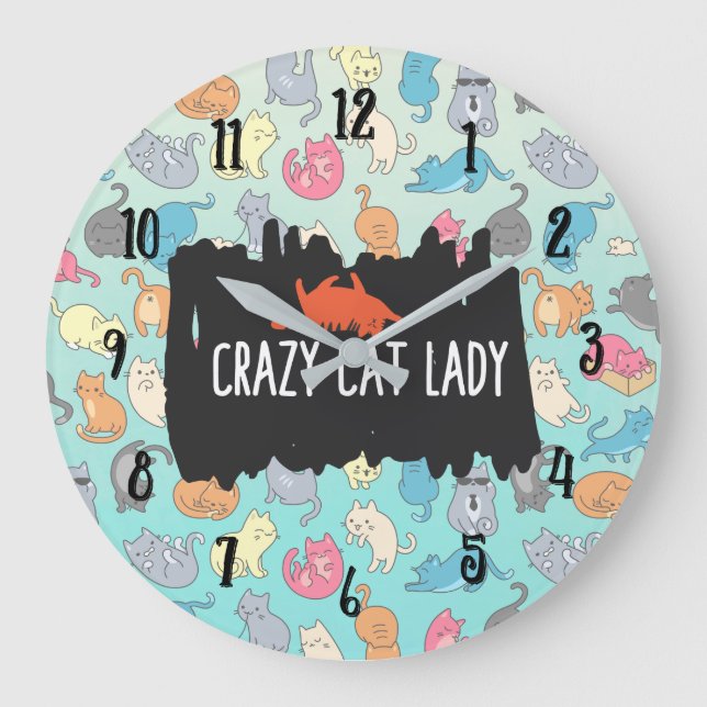 Grande Horloge Ronde Patters de Cat Cat Crazy (Recto)