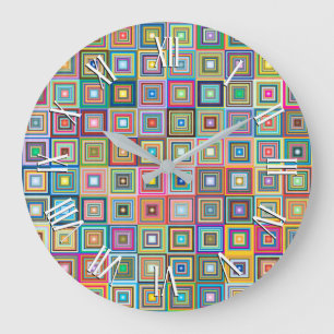 Grande Horloge Ronde Patters de Fun Colorful   Wall Clock