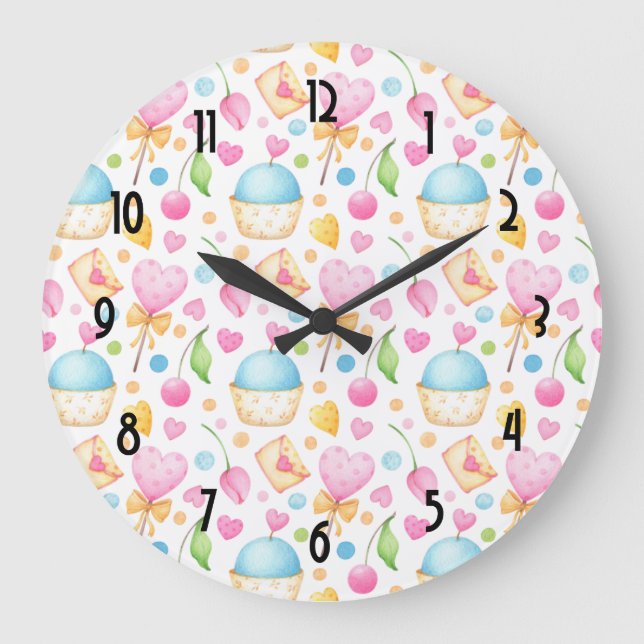 Grande Horloge Ronde Patters de Hearts and Muffins (Recto)
