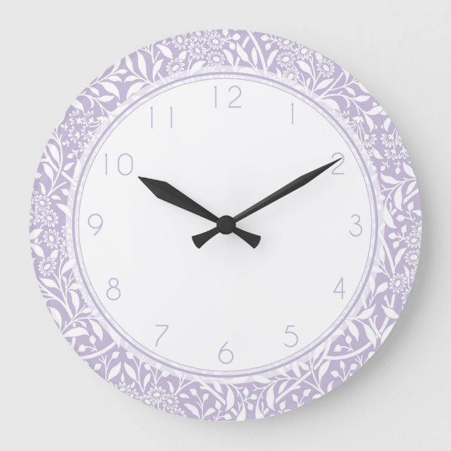 Grande Horloge Ronde Patters de Lilac Floral Damask (Recto)
