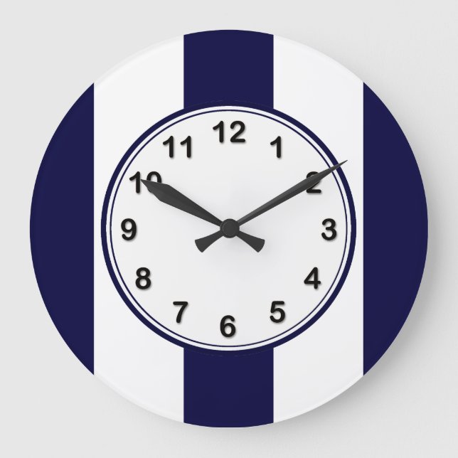 Grande Horloge Ronde Patters de Navy Blue and White Extra Large Stripe (Recto)