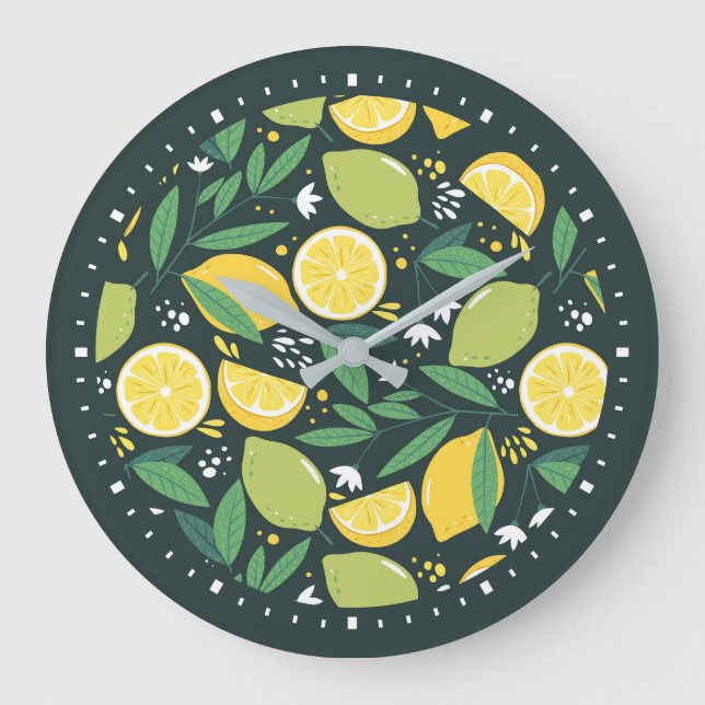 Grande Horloge Ronde Patters de Yellow Lemon and Green Lime Fruit Food (Recto)