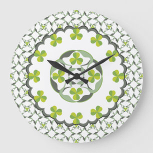 Grande Horloge Ronde Patters Green Shamrock