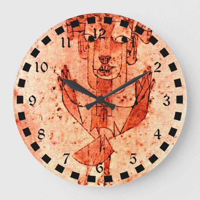 Grande Horloge Ronde Paul Klee art : Angelus Novus (Nouveau Ange) (Recto)