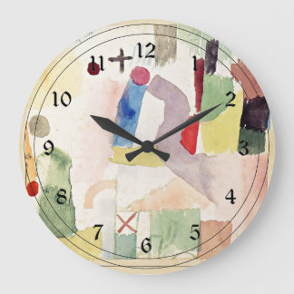 Grande Horloge Ronde Paul Klee art : Aquarelle pathétique, Rouge