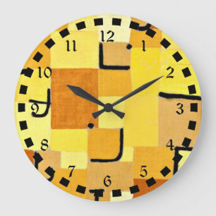 Grande Horloge Ronde Paul Klee art : Caractères en jaune