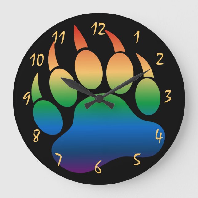 Grande Horloge Ronde Paw à oreilles pour les ours gays Cool (Recto)