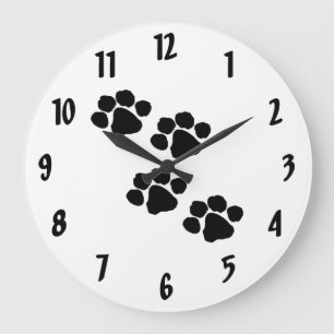 Grande Horloge Ronde Paw Prints pour les animaux