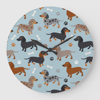Grande Horloge Ronde Paws and Bones Pattern
