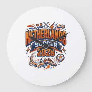 Grande Horloge Ronde Pays-Bas Football 2026 Football Gras Pays Typogr