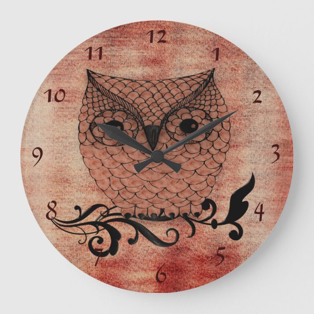 Grande Horloge Ronde Pays Whimsical de Barn Owl (Recto)