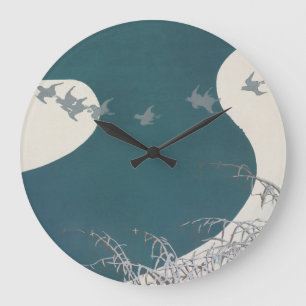 Grande Horloge Ronde paysage fluvial japonais oiseaux vintages traditio