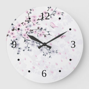 Grande Horloge Ronde Paysage Pastel Cherry Blossom